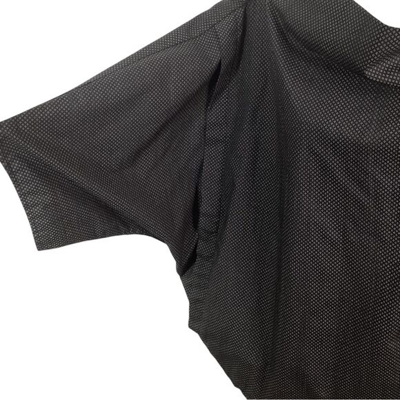 CREARE Top One Size Asymmetrical Lagenlook Black Polka Dot Pattern Blouse Shirt - Picture 4 of 11